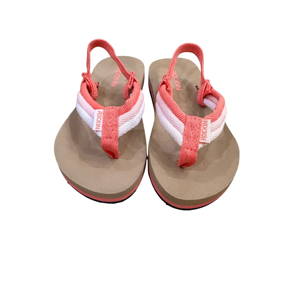 Rockin Kids Flip Flops Sandals Coral White Slingback Beach Summer Size Toddler 9
